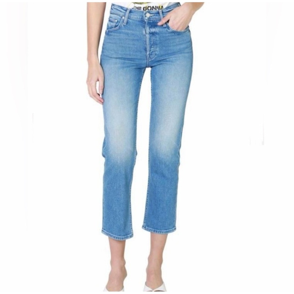 Mother The Tomcat On The Run High Rise Straight Leg Jeans Blue Size 25 Designer